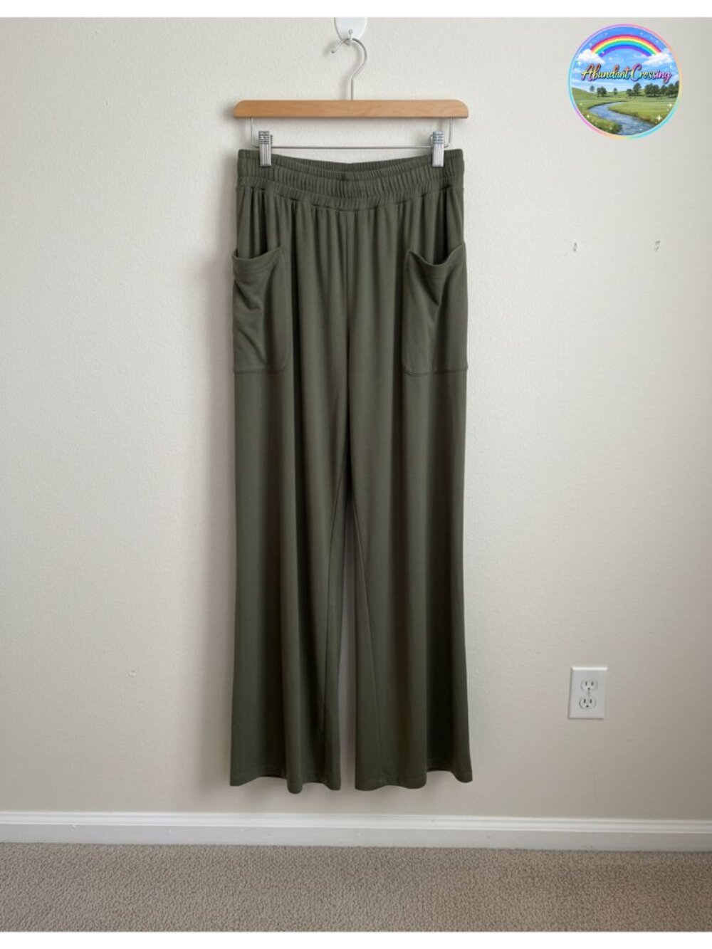 High Waisted Wide Leg Palazzo Pants Smocked Pull On Flowy Bell Bottom